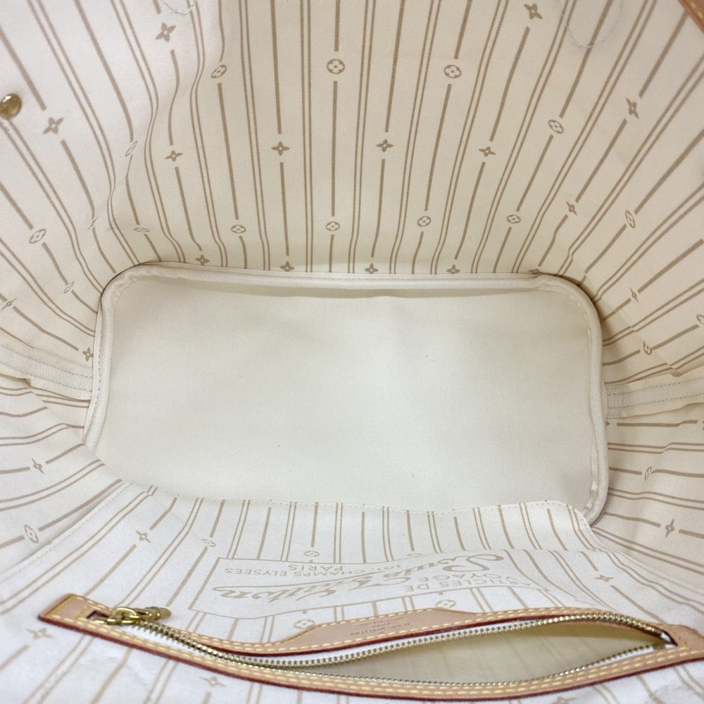LOUIS VUITTON White Damier Neverfull MM Tote Bag - Picture 4 of 9